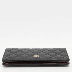 Chanel Black Quilted Caviar Leather L Yen Wallet