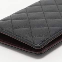 Chanel Black Quilted Caviar Leather L Yen Wallet