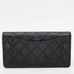 Chanel Black Quilted Caviar Leather L Yen Wallet