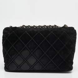 Pre Owned Chanel Black Diamond Stitched Suede Lovely Chains Flap Bag