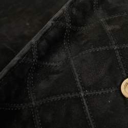 Pre Owned Chanel Black Diamond Stitched Suede Lovely Chains Flap Bag