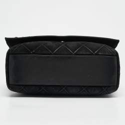 Pre Owned Chanel Black Diamond Stitched Suede Lovely Chains Flap Bag