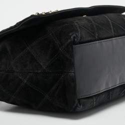 Pre Owned Chanel Black Diamond Stitched Suede Lovely Chains Flap Bag