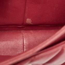 Pre Owned Chanel Red Quilted Lambskin Leather Jumbo Classic Double Flap Bag