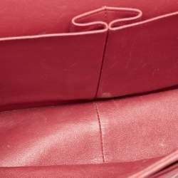 Pre Owned Chanel Red Quilted Lambskin Leather Jumbo Classic Double Flap Bag