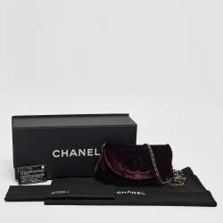 Pre Owned Chanel Purple Velvet CC Half Moon Wallet on Chain
