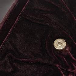 Pre Owned Chanel Purple Velvet CC Half Moon Wallet on Chain