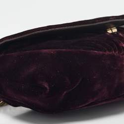 Pre Owned Chanel Purple Velvet CC Half Moon Wallet on Chain
