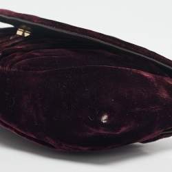 Pre Owned Chanel Purple Velvet CC Half Moon Wallet on Chain