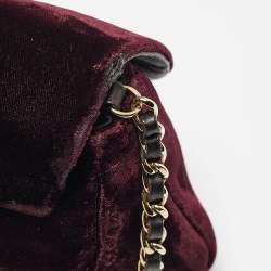 Pre Owned Chanel Purple Velvet CC Half Moon Wallet on Chain
