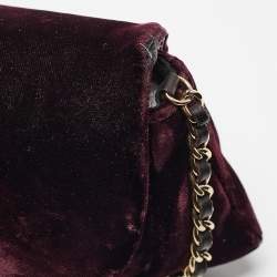 Pre Owned Chanel Purple Velvet CC Half Moon Wallet on Chain