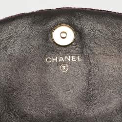 Pre Owned Chanel Purple Velvet CC Half Moon Wallet on Chain