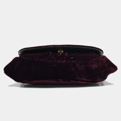 Pre Owned Chanel Purple Velvet CC Half Moon Wallet on Chain