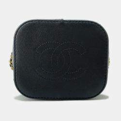 Pre Owned Chanel Matelasse Drawstring Bag Bucket Chain shoulder Bag Black Grained Lambskin