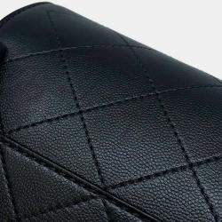Pre Owned Chanel Matelasse Drawstring Bag Bucket Chain shoulder Bag Black Grained Lambskin