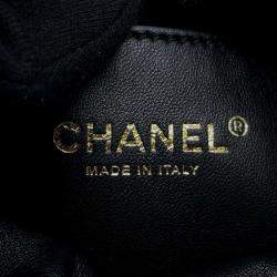 Pre Owned Chanel Matelasse Drawstring Bag Bucket Chain shoulder Bag Black Grained Lambskin