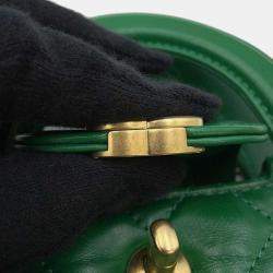 Chanel Green Aged Calf Leather Mini Kelly Clutch Bag 