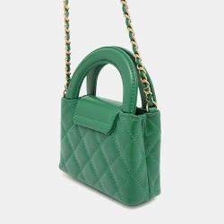 Chanel Green Aged Calf Leather Mini Kelly Clutch Bag 
