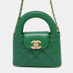 Chanel Green Aged Calf Leather Mini Kelly Clutch Bag 