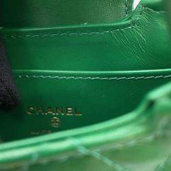 Chanel Green Aged Calf Leather Mini Kelly Clutch Bag 