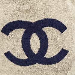 Chanel Navy Blue/Off White Terry Cotton CC Beach Tote