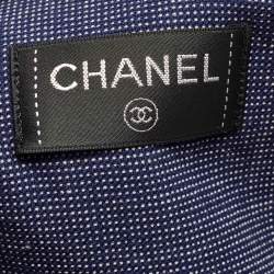 Chanel Navy Blue/Off White Terry Cotton CC Beach Tote