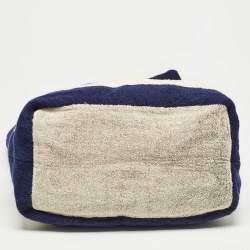 Chanel Navy Blue/Off White Terry Cotton CC Beach Tote