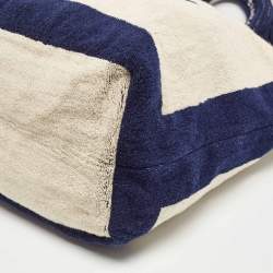 Chanel Navy Blue/Off White Terry Cotton CC Beach Tote