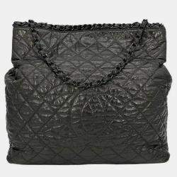 Chanel Grey Metallic Leather Chain Me Shoulder Bag Tote