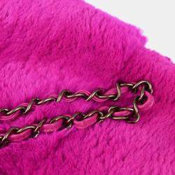 Pre Owned Chanel Purple Fur Chain Shoulder Bag