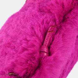 Pre Owned Chanel Purple Fur Chain Shoulder Bag