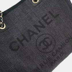 Chanel Black Canvas Small Deauville Tote Bag