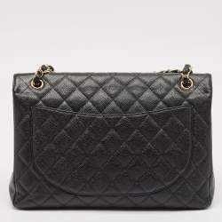 Chanel Black Quilted Caviar Leather Maxi Classic Single Flap Bag