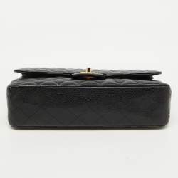 Pre Owned Chanel Black Caviar Quilted Leather Medium Classic Double Flap Bag