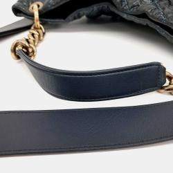 Chanel Navy Blue Caviar Leather Coco Pleats Hobo Bag