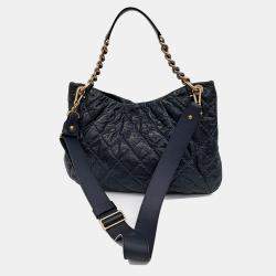 Chanel Navy Blue Caviar Leather Coco Pleats Hobo Bag