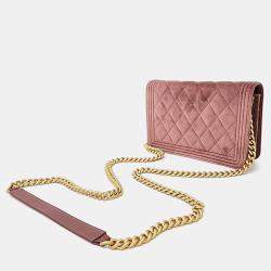 Chanel Pink Velvet Boy WOC Mini Crossbody Bag
