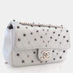 Chanel Mini Silver Chevron Stud Wars Rectangular Flap Bag