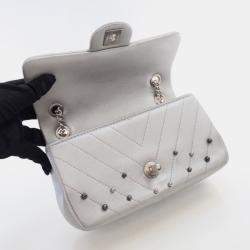 Chanel Mini Silver Chevron Stud Wars Rectangular Flap Bag