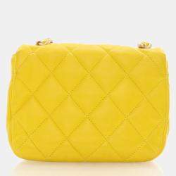 Pre Owned Chanel Yellow Lambskin Candy Chain Flap Bag