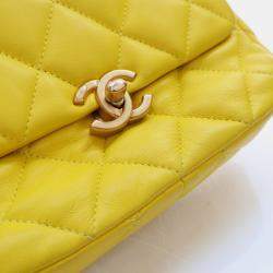Pre Owned Chanel Yellow Lambskin Candy Chain Flap Bag