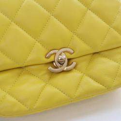 Pre Owned Chanel Yellow Lambskin Candy Chain Flap Bag
