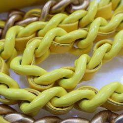 Pre Owned Chanel Yellow Lambskin Candy Chain Flap Bag