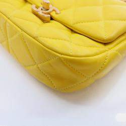 Pre Owned Chanel Yellow Lambskin Candy Chain Flap Bag