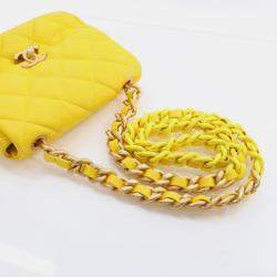 Pre Owned Chanel Yellow Lambskin Candy Chain Flap Bag