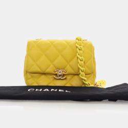 Pre Owned Chanel Yellow Lambskin Candy Chain Flap Bag