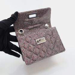 Pre Owned Chanel Mini Glitter Canvas Mademoiselle 2.55 Flap Bag
