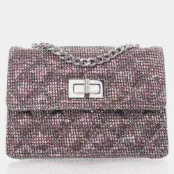 Pre Owned Chanel Mini Glitter Canvas Mademoiselle 2.55 Flap Bag