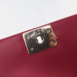 Pre Owned Chanel Small Pink Tweed Boy Bag