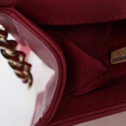 Pre Owned Chanel Small Pink Tweed Boy Bag